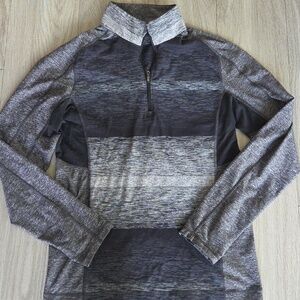 Lululemon Men's Size M. Universal Stripe Black Soot Light White Core 1/4 Zip Up